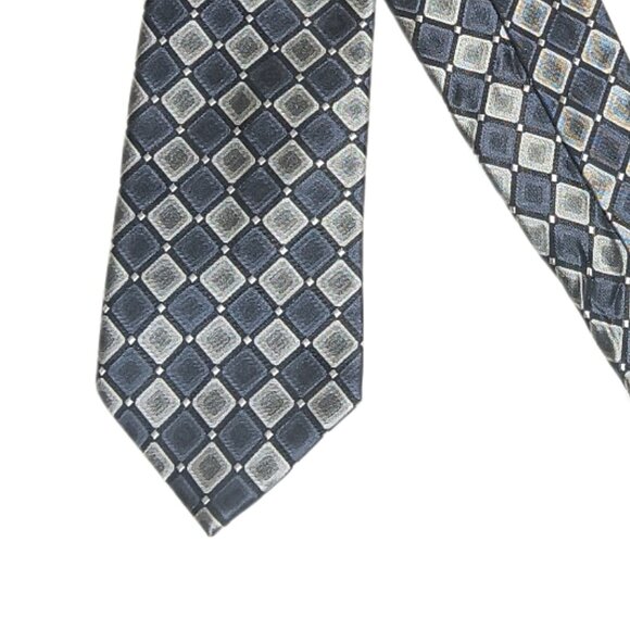 Van Heusen Silk Tie Men’s Long 61.75” Black Gray Geometric Designer Classic New - Picture 1 of 4